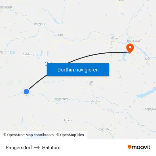 Rangersdorf to Halbturn map