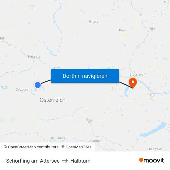 Schörfling am Attersee to Halbturn map