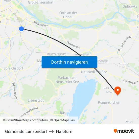Gemeinde Lanzendorf to Halbturn map