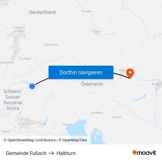 Gemeinde Fußach to Halbturn map