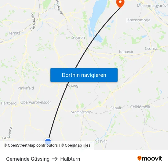 Gemeinde Güssing to Halbturn map