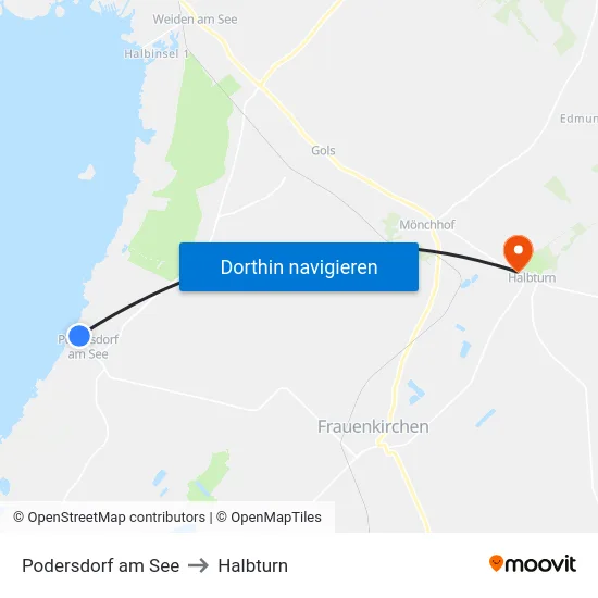 Podersdorf am See to Halbturn map