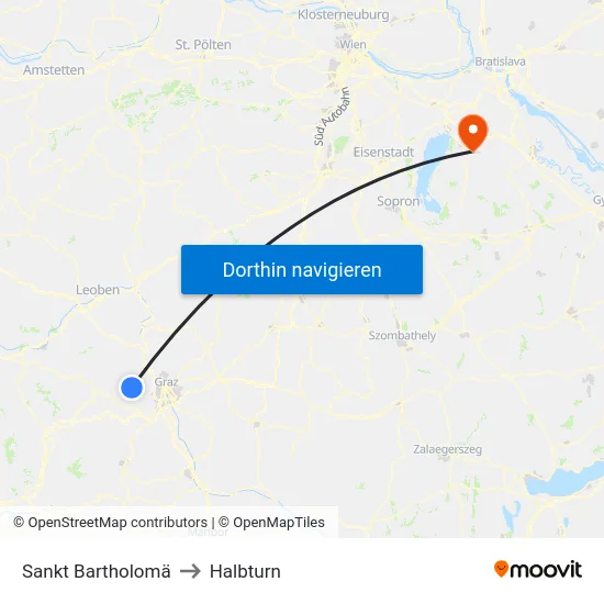 Sankt Bartholomä to Halbturn map