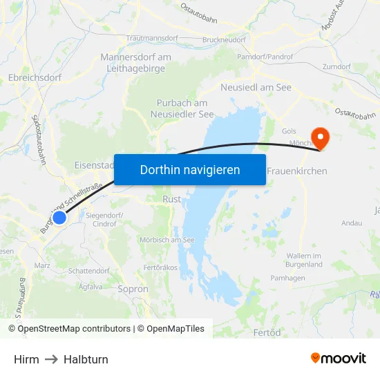 Hirm to Halbturn map