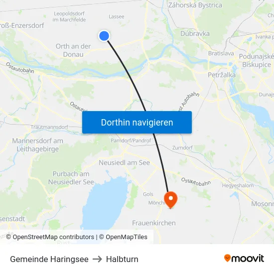 Gemeinde Haringsee to Halbturn map