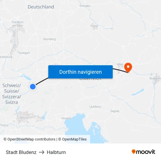 Stadt Bludenz to Halbturn map