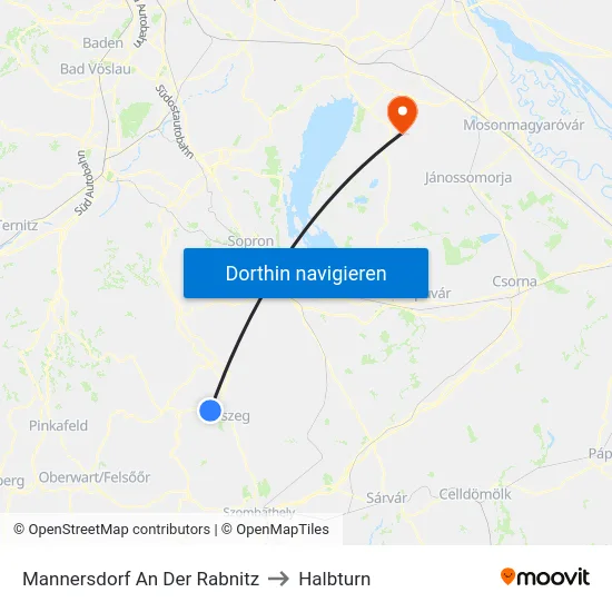 Mannersdorf An Der Rabnitz to Halbturn map