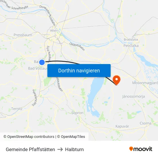 Gemeinde Pfaffstätten to Halbturn map