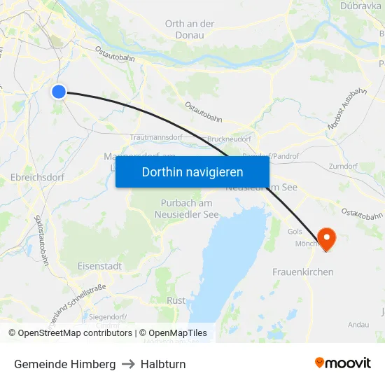 Gemeinde Himberg to Halbturn map