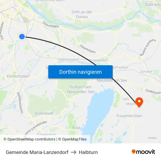 Gemeinde Maria-Lanzendorf to Halbturn map