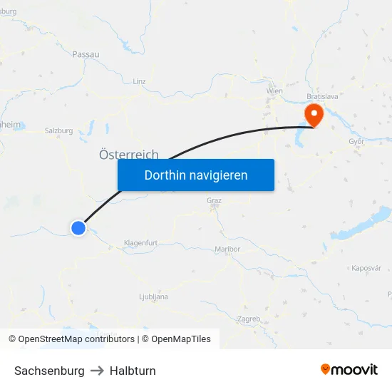 Sachsenburg to Halbturn map
