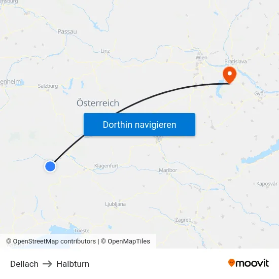 Dellach to Halbturn map