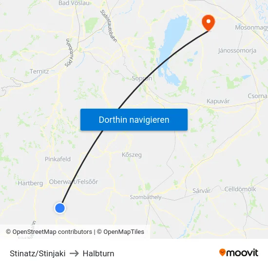 Stinatz/Stinjaki to Halbturn map