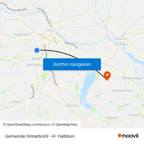 Gemeinde Hinterbrühl to Halbturn map
