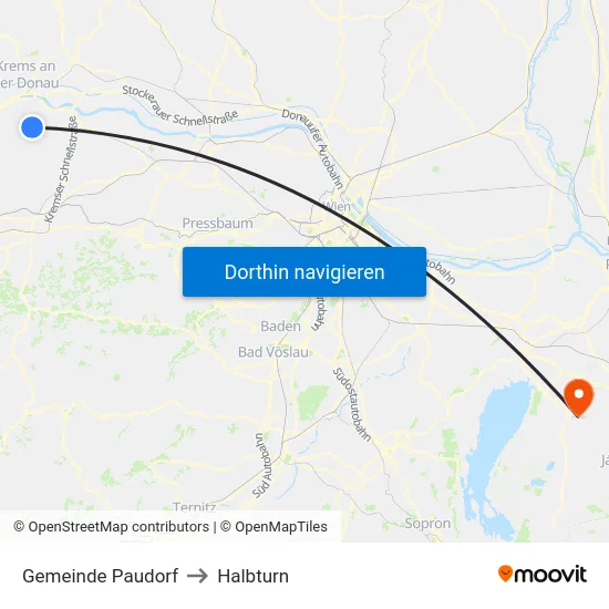 Gemeinde Paudorf to Halbturn map