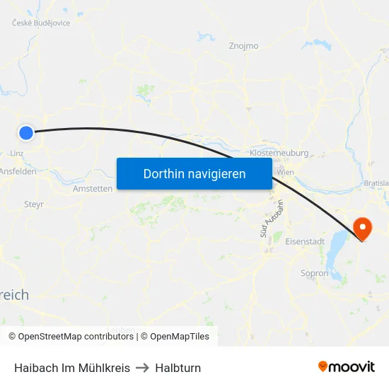 Haibach Im Mühlkreis to Halbturn map