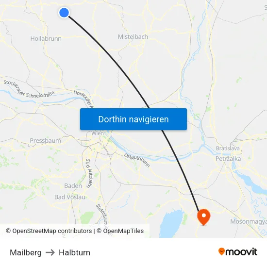 Mailberg to Halbturn map