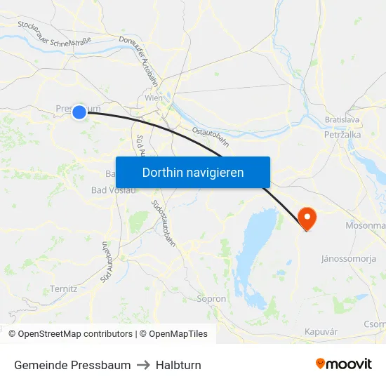 Gemeinde Pressbaum to Halbturn map