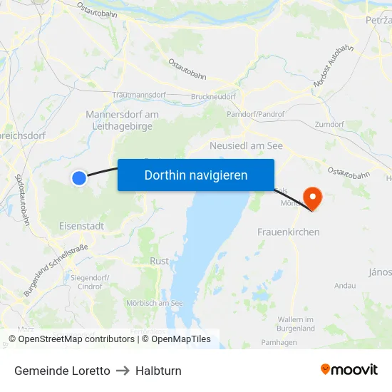Gemeinde Loretto to Halbturn map