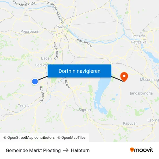 Gemeinde Markt Piesting to Halbturn map