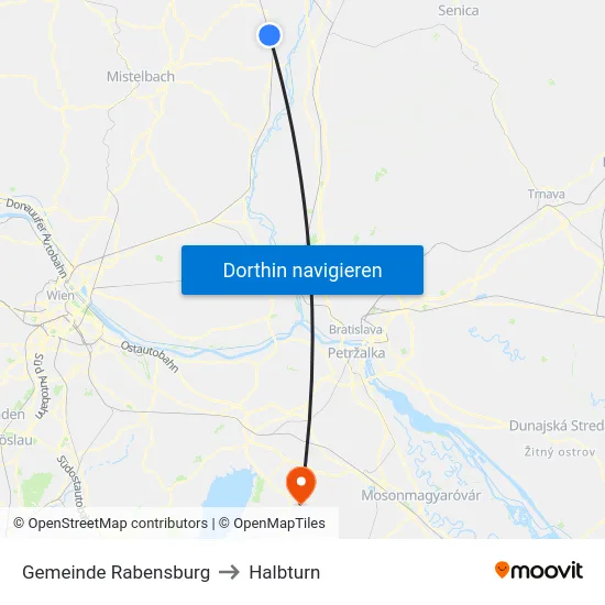 Gemeinde Rabensburg to Halbturn map
