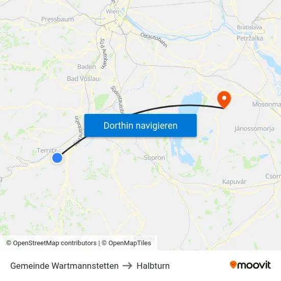 Gemeinde Wartmannstetten to Halbturn map