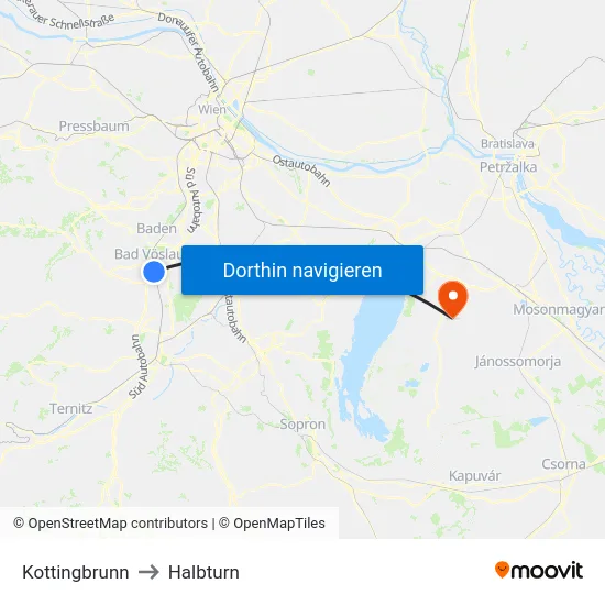 Kottingbrunn to Halbturn map