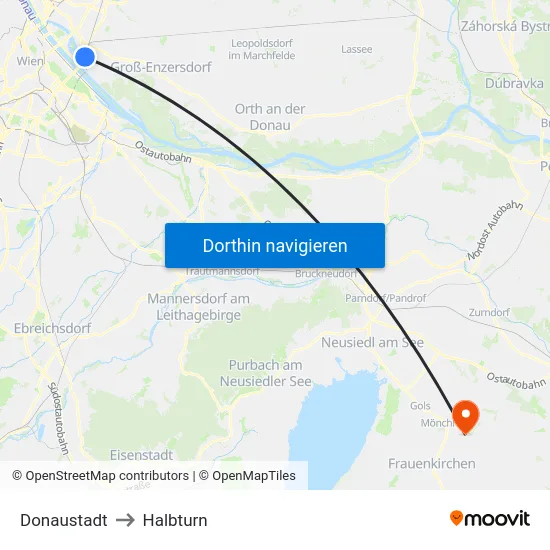 Donaustadt to Halbturn map