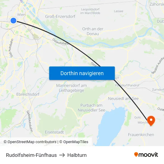 Rudolfsheim-Fünfhaus to Halbturn map