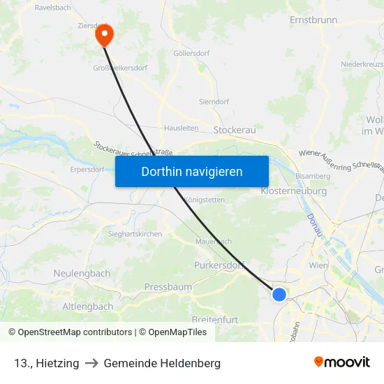 13., Hietzing to Gemeinde Heldenberg map