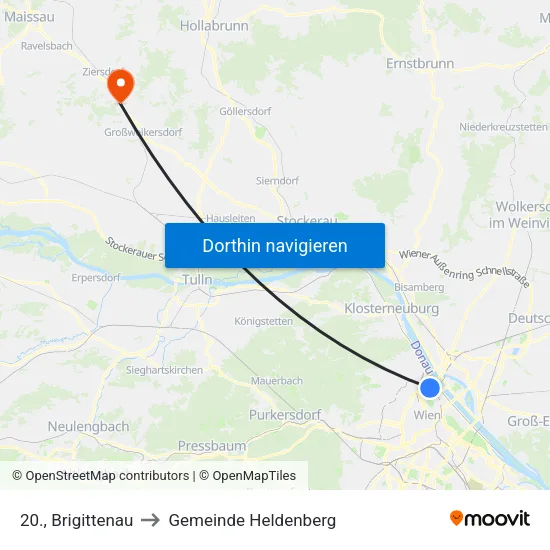 20., Brigittenau to Gemeinde Heldenberg map