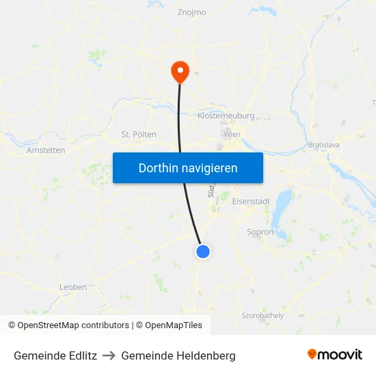 Gemeinde Edlitz to Gemeinde Heldenberg map