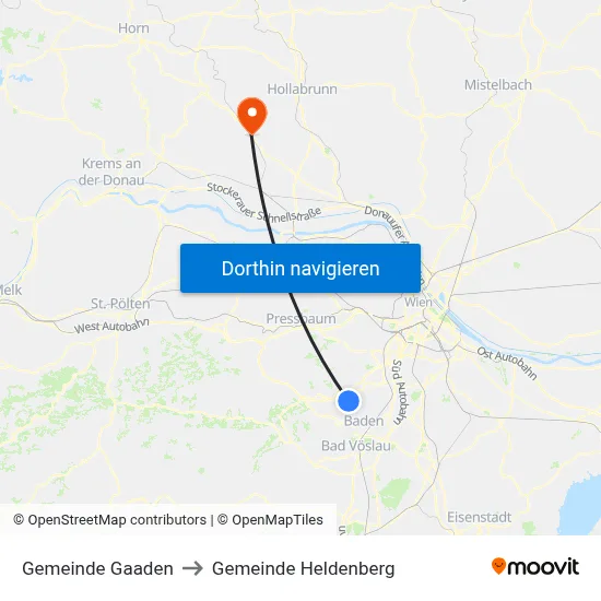 Gemeinde Gaaden to Gemeinde Heldenberg map