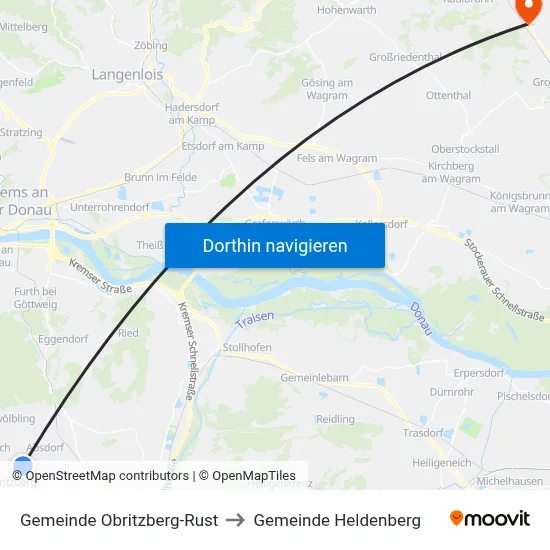 Gemeinde Obritzberg-Rust to Gemeinde Heldenberg map