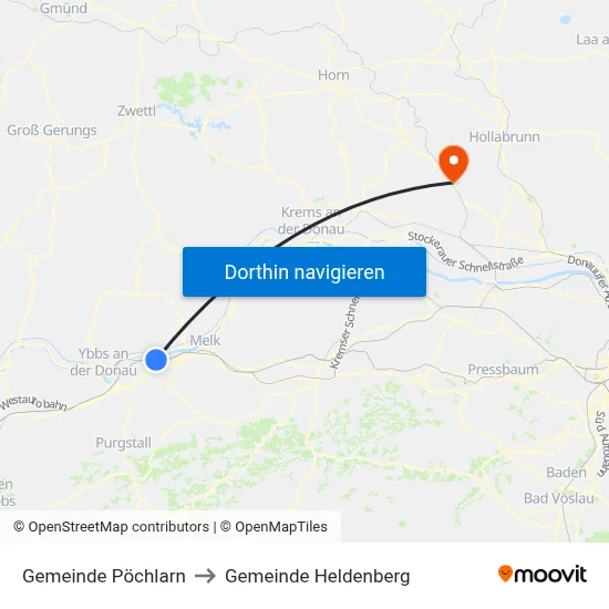 Gemeinde Pöchlarn to Gemeinde Heldenberg map