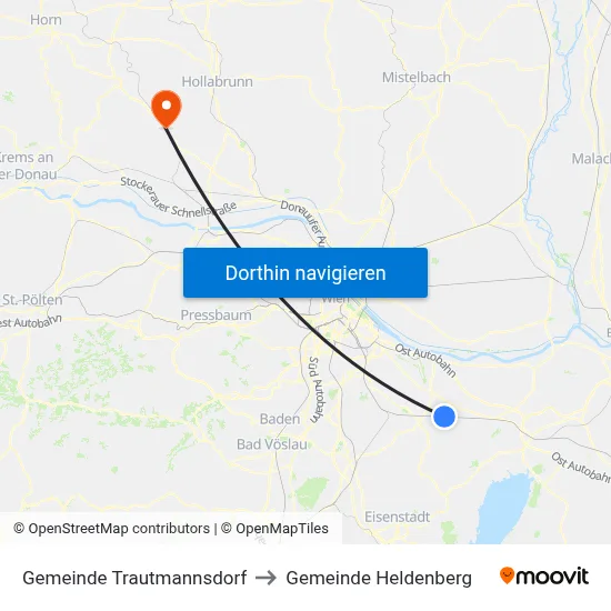 Gemeinde Trautmannsdorf to Gemeinde Heldenberg map