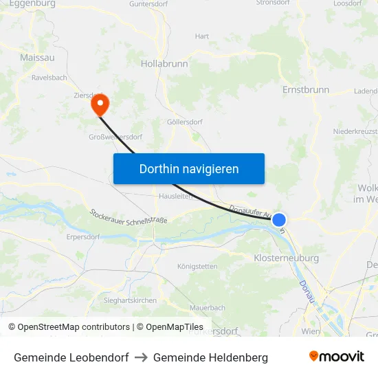 Gemeinde Leobendorf to Gemeinde Heldenberg map