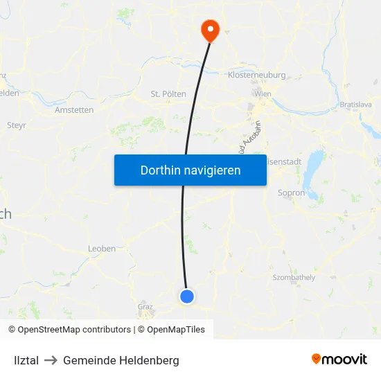 Ilztal to Gemeinde Heldenberg map