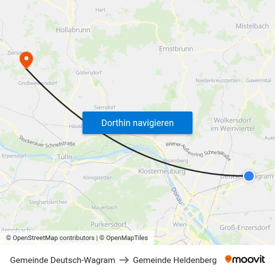 Gemeinde Deutsch-Wagram to Gemeinde Heldenberg map