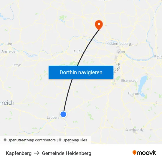 Kapfenberg to Gemeinde Heldenberg map