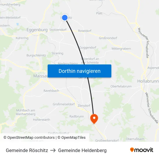 Gemeinde Röschitz to Gemeinde Heldenberg map