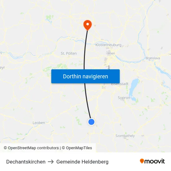 Dechantskirchen to Gemeinde Heldenberg map