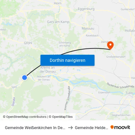 Gemeinde Weißenkirchen In Der Wachau to Gemeinde Heldenberg map