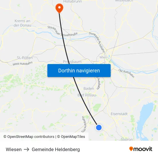 Wiesen to Gemeinde Heldenberg map