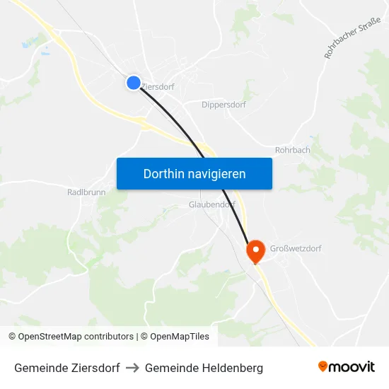 Gemeinde Ziersdorf to Gemeinde Heldenberg map