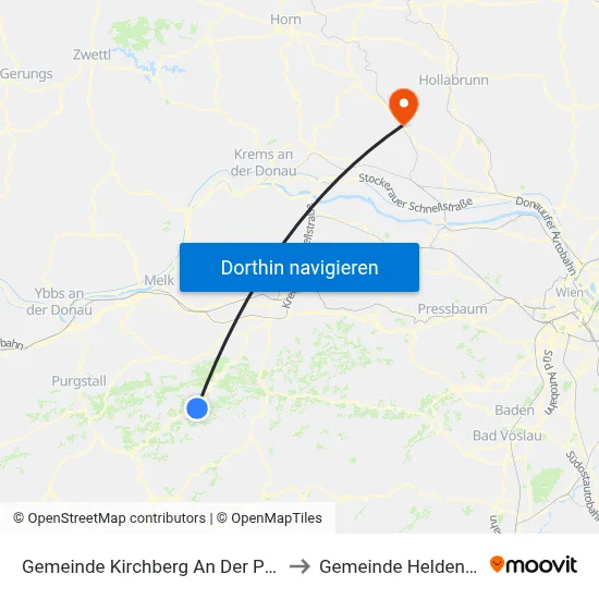 Gemeinde Kirchberg An Der Pielach to Gemeinde Heldenberg map
