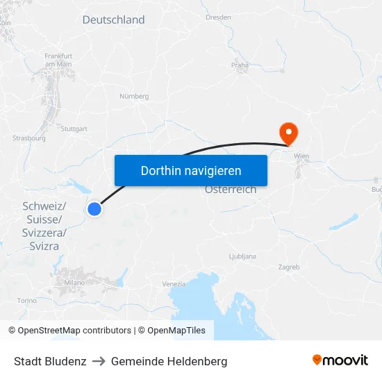 Stadt Bludenz to Gemeinde Heldenberg map