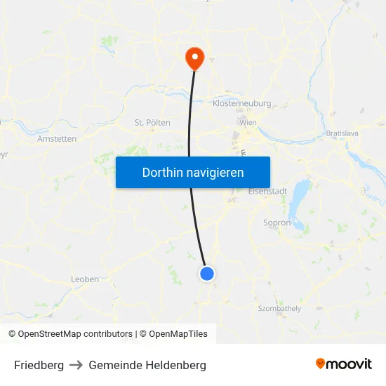 Friedberg to Gemeinde Heldenberg map