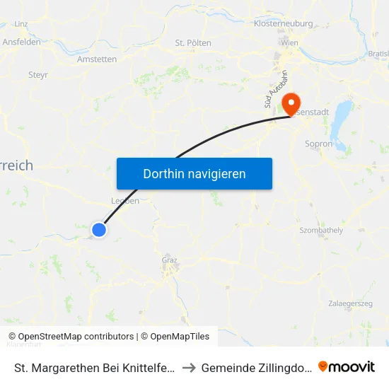 St. Margarethen Bei Knittelfeld to Gemeinde Zillingdorf map