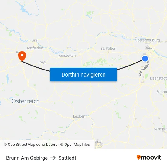 Brunn Am Gebirge to Sattledt map